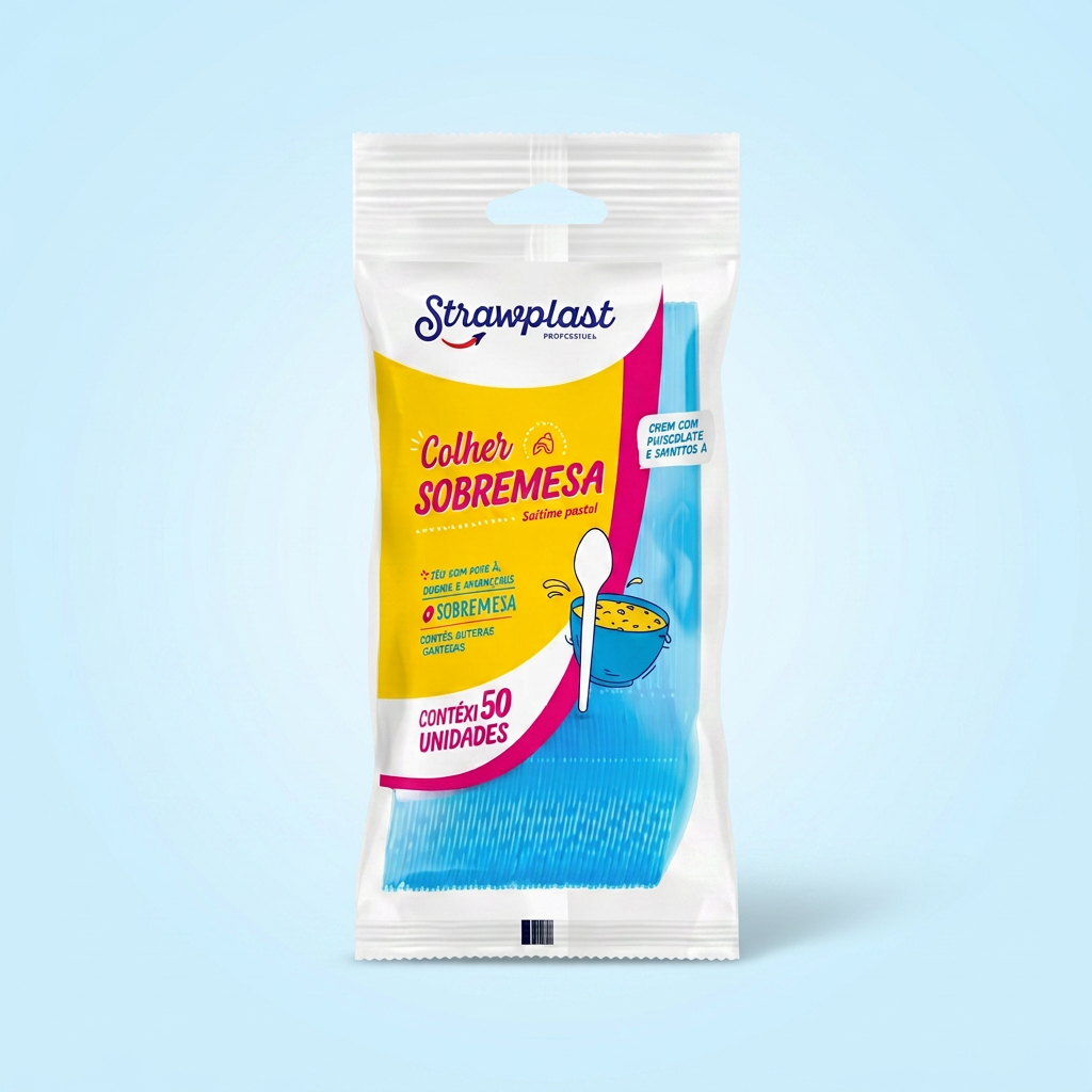 Colher Sobremesa 50un — Azul