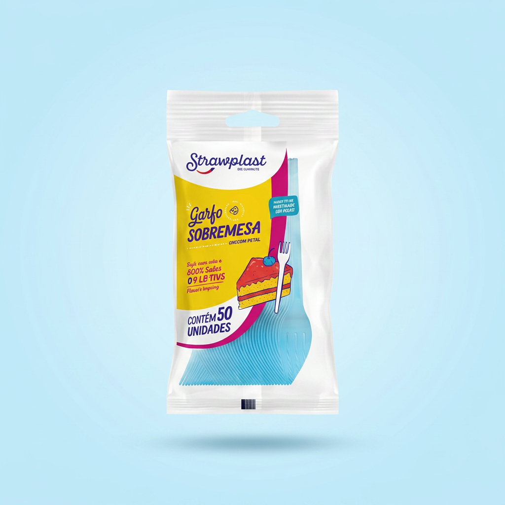 Garfo Sobremesa 50un — Azul